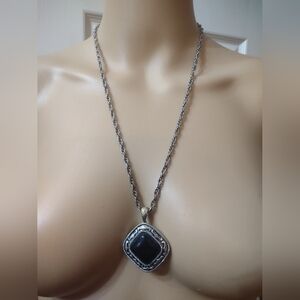 Women's black stone estate piece necklace